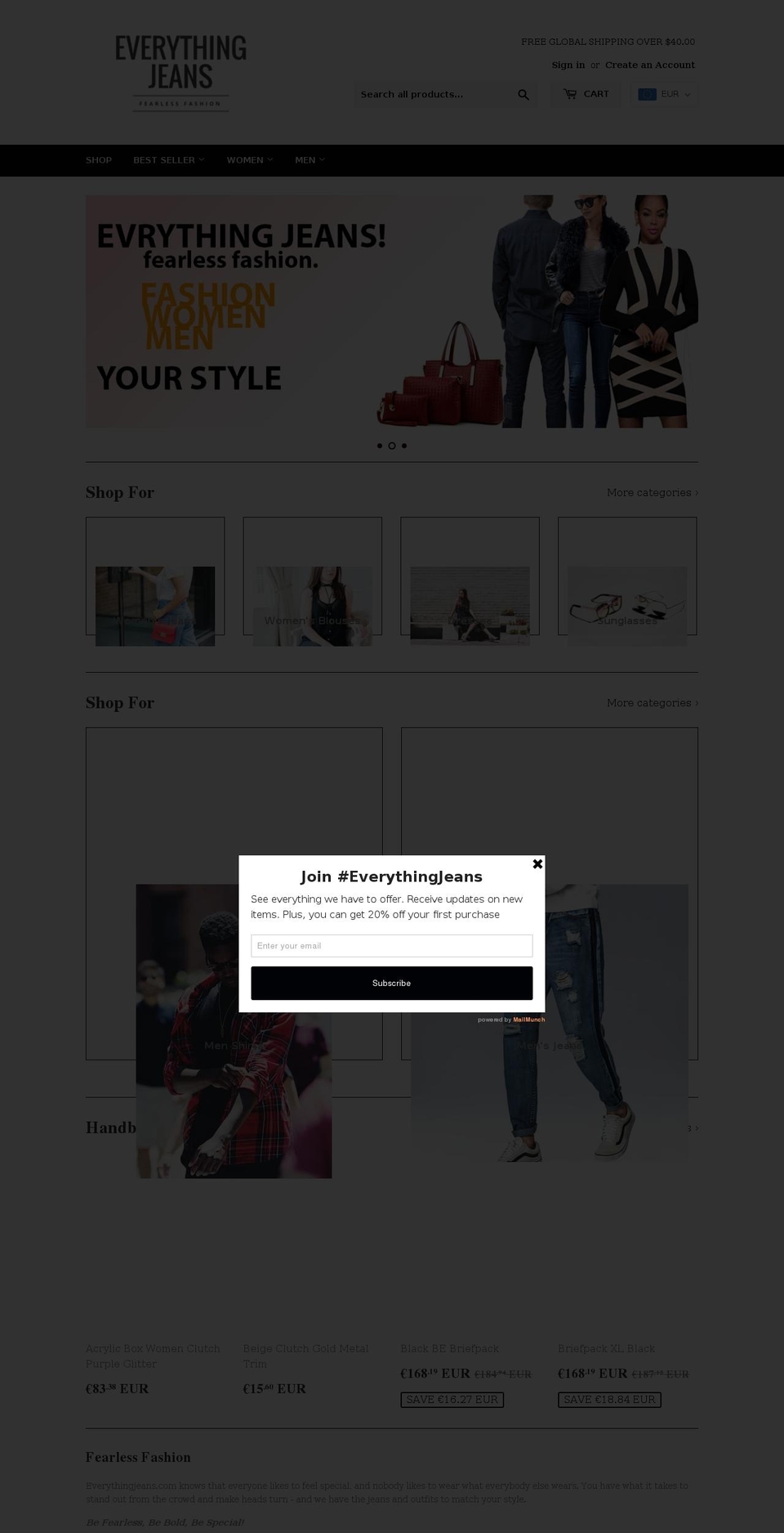everythingjeans.com — Shopify storefront screenshot