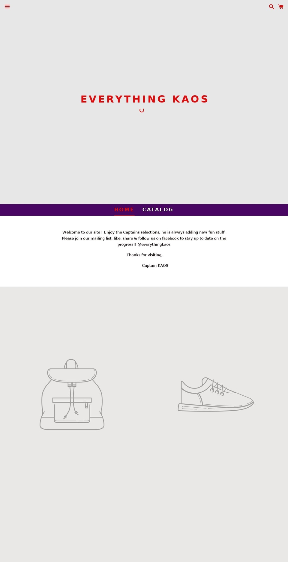everythingkaos.com — Shopify storefront screenshot