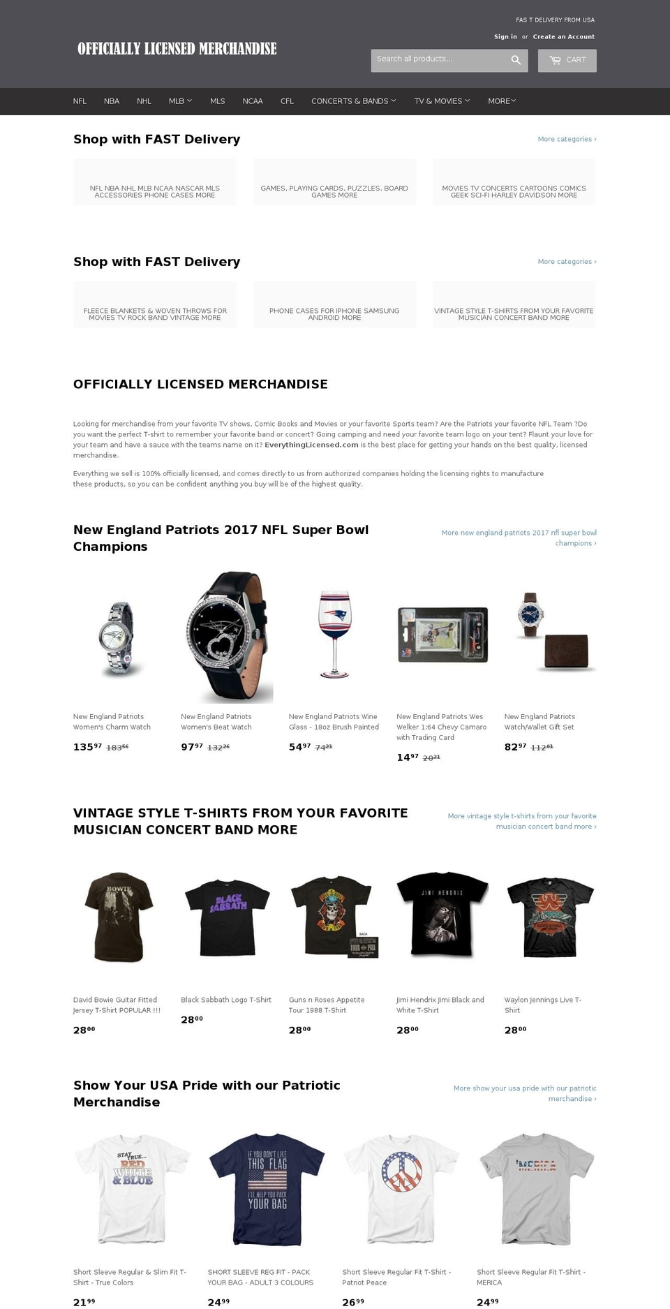 everythinglicensed.com shopify website screenshot