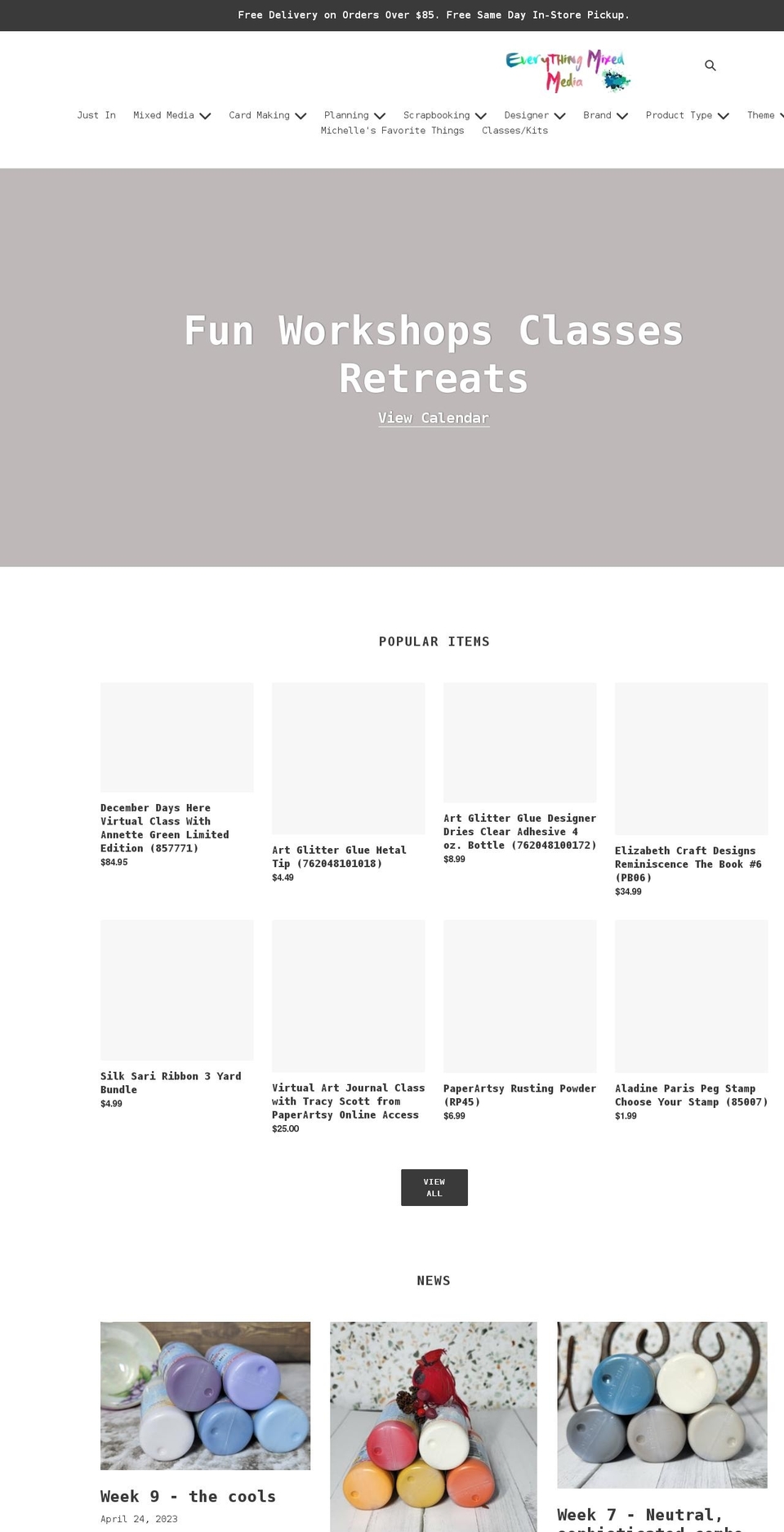 everythingmixedmedia.com shopify website screenshot