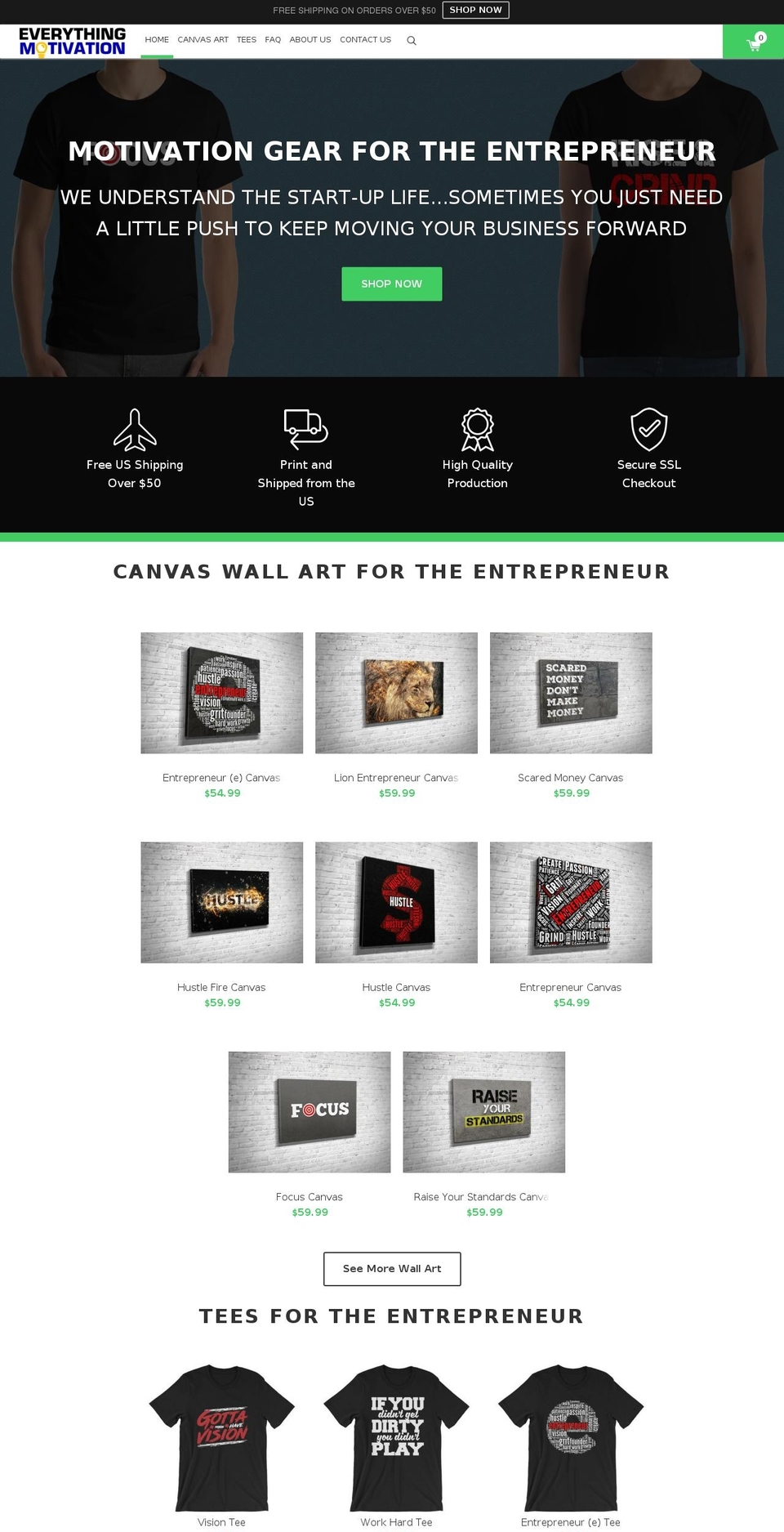 everythingmotivation.com — Shopify storefront screenshot