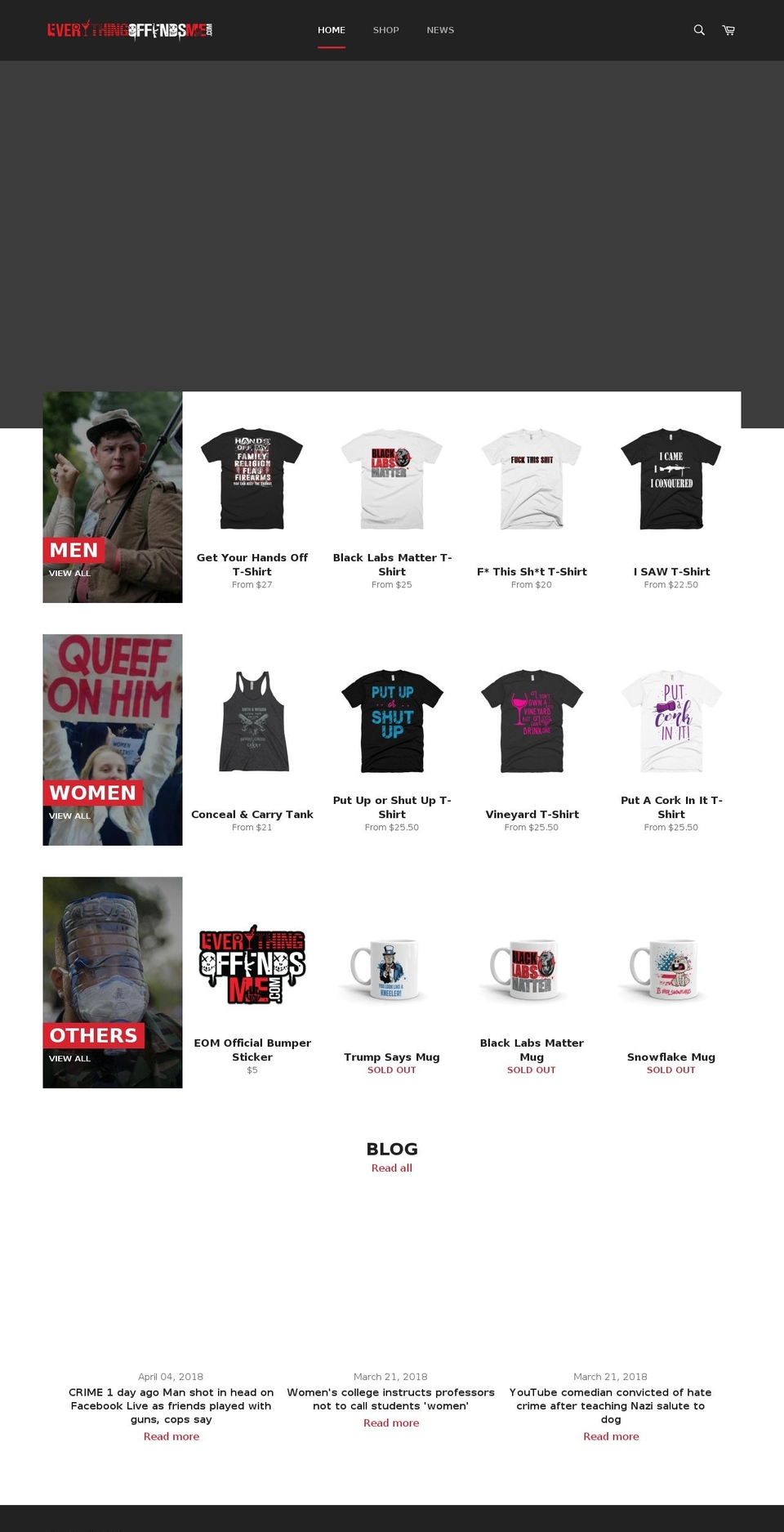 everythingoffendsme.com — Shopify storefront screenshot