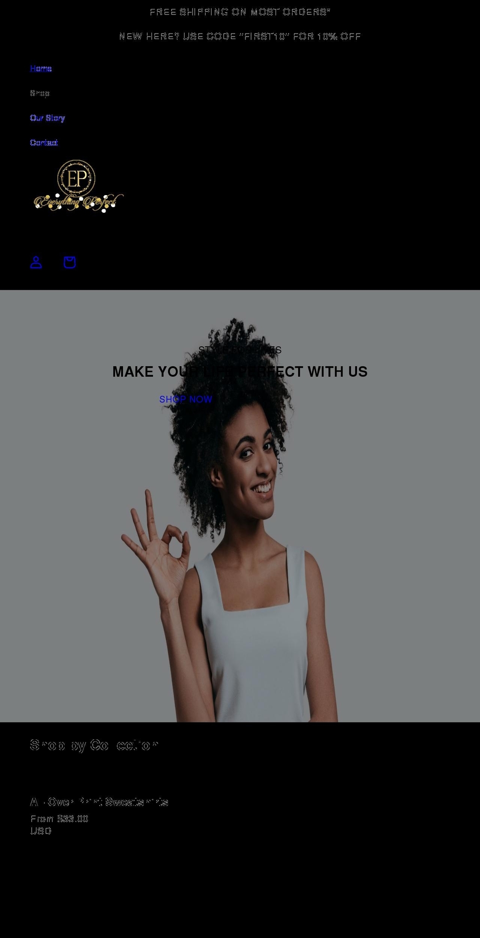 everythingperfect.co shopify website screenshot
