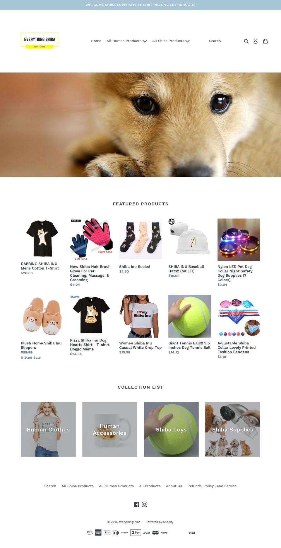 everythingshibainu.com — Shopify storefront screenshot