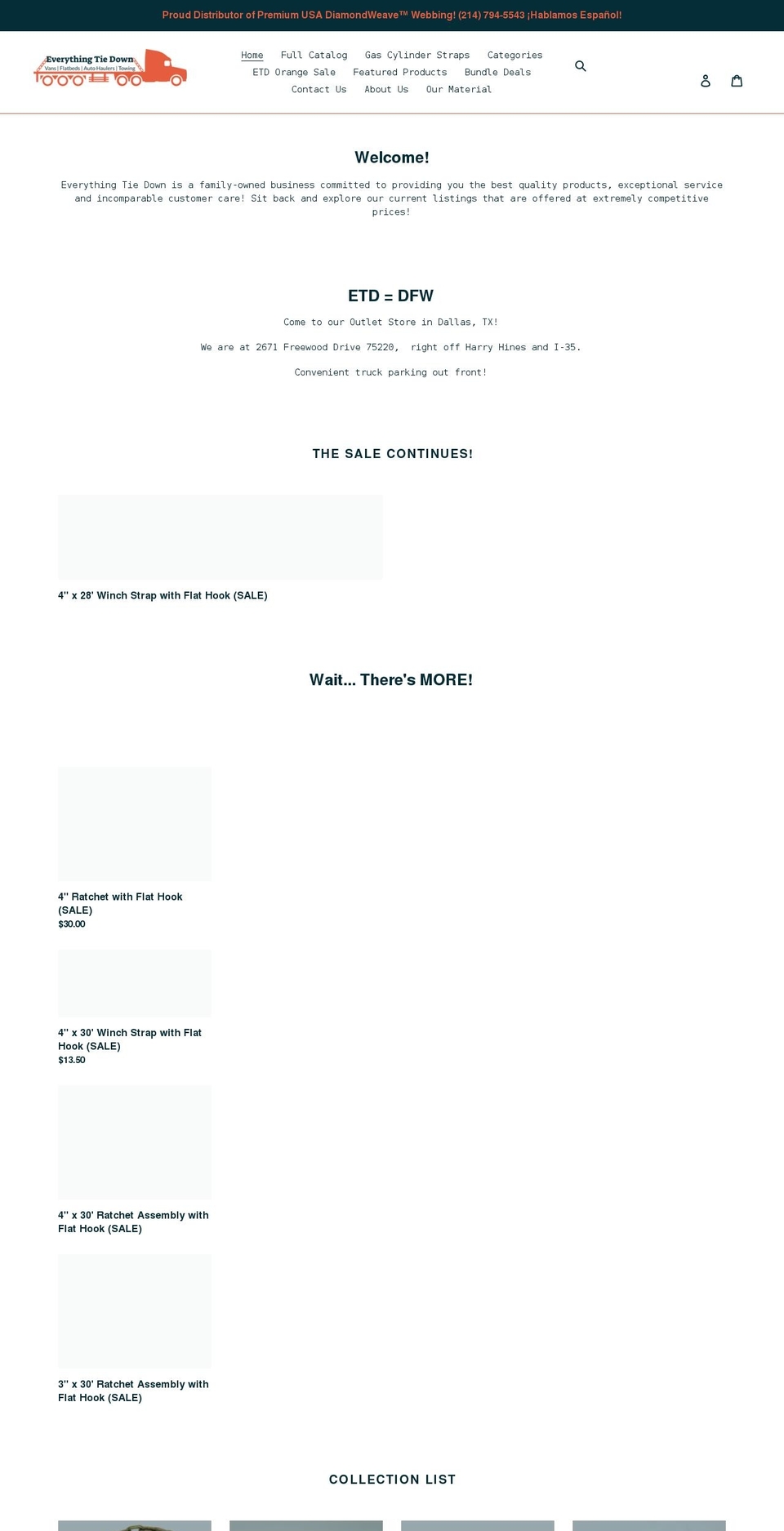 everythingtiedown.com shopify website screenshot