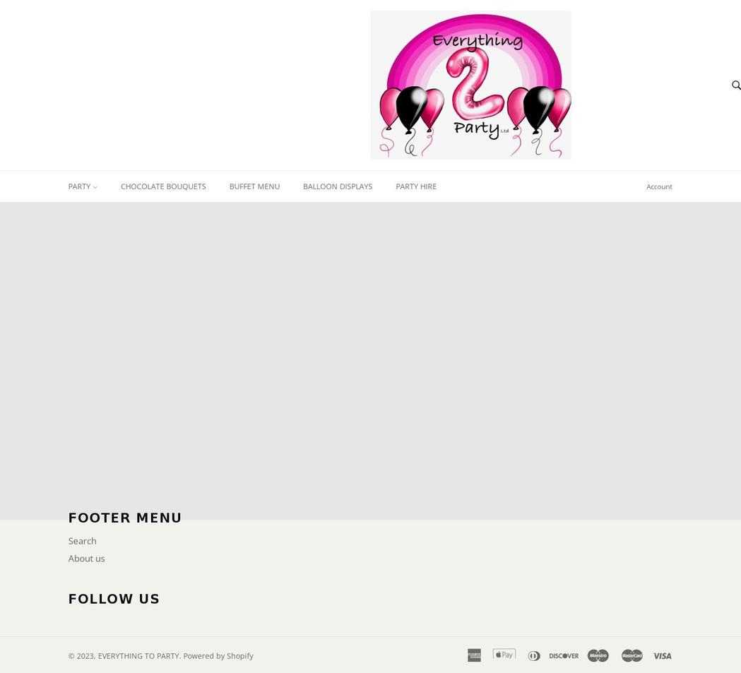 everythingtoparty.co.uk shopify website screenshot