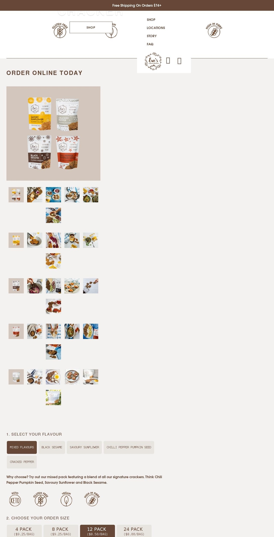 evescrackers.com shopify website screenshot