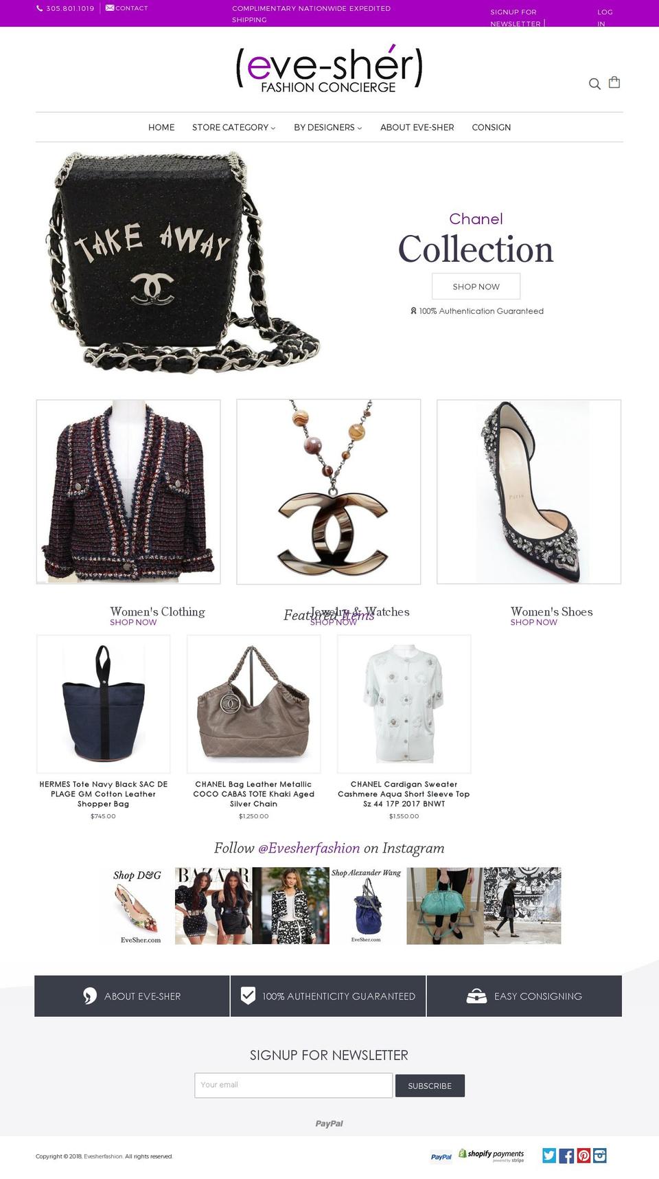 evesherfashion.com — Shopify storefront screenshot