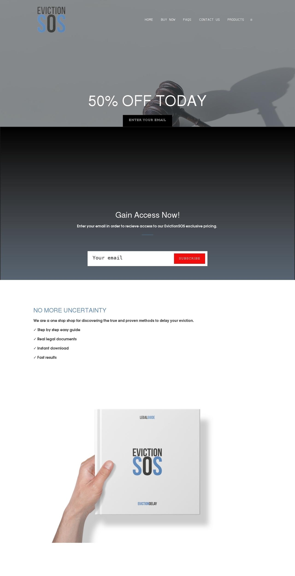 evictionsos.com shopify website screenshot
