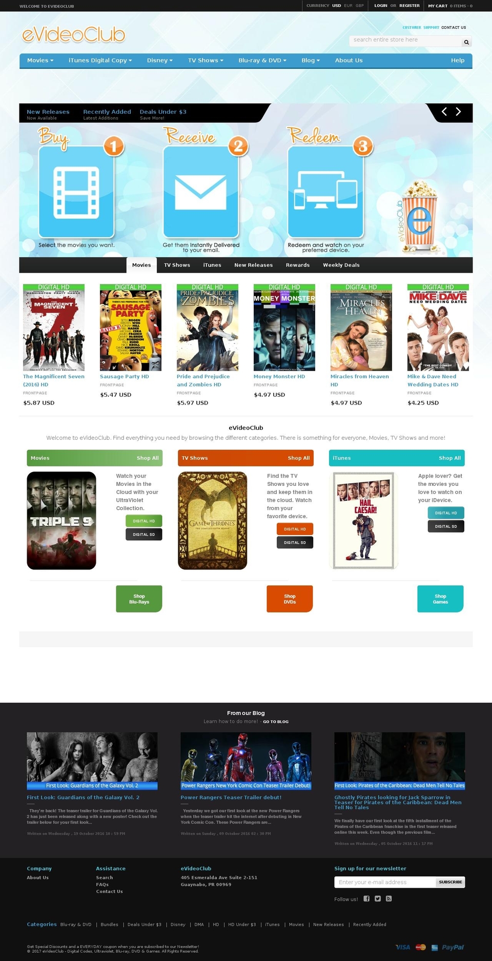 evideoclub.net shopify website screenshot