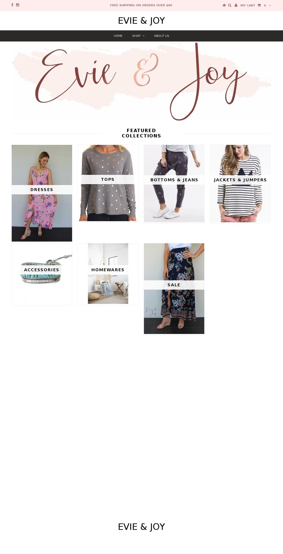 evieandjoy.com.au shopify website screenshot