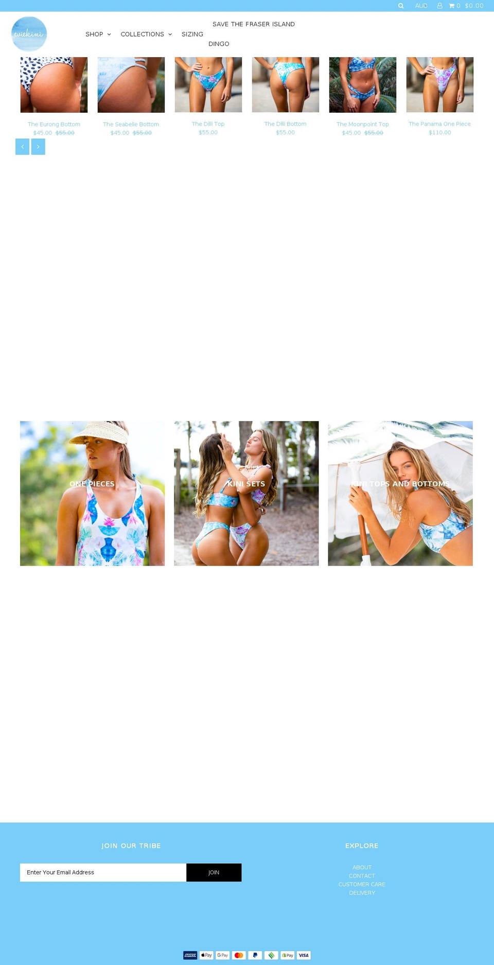 eviekini.com shopify website screenshot