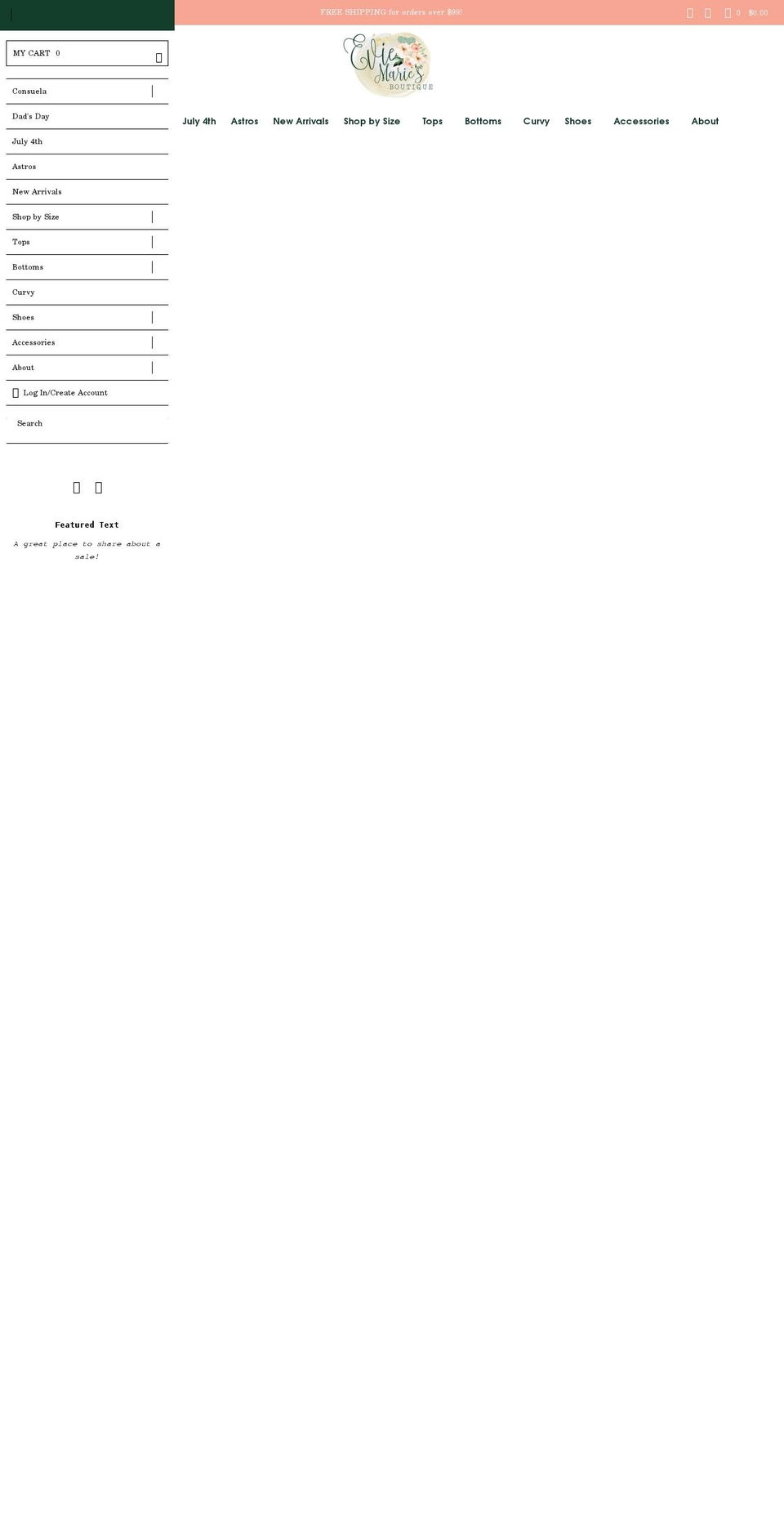 eviemarieboutique.com shopify website screenshot