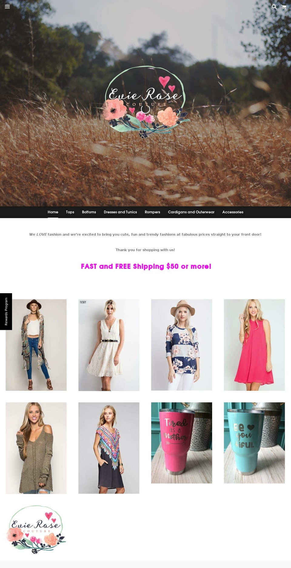 evierosecouture.com shopify website screenshot