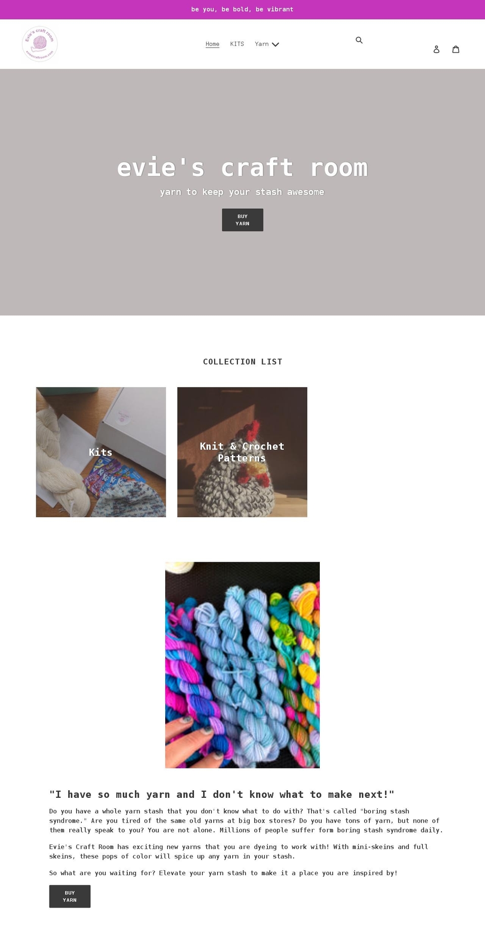 eviescraftroom.com shopify website screenshot