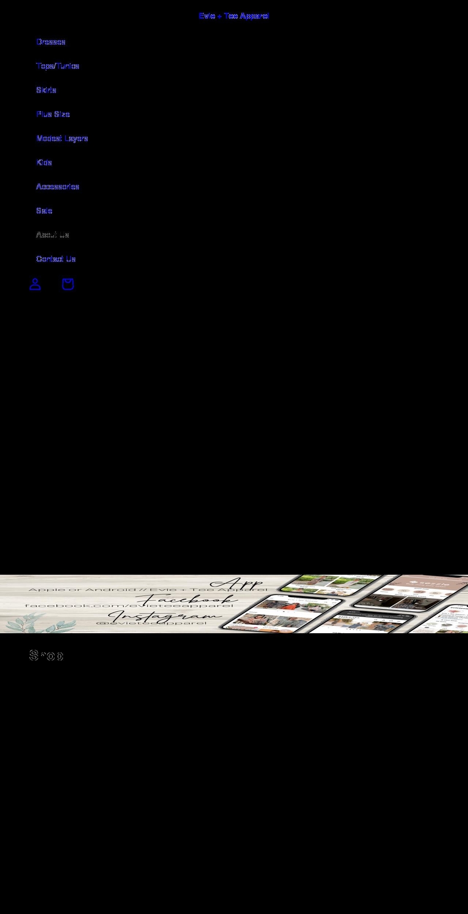 evieteeapparel.com shopify website screenshot