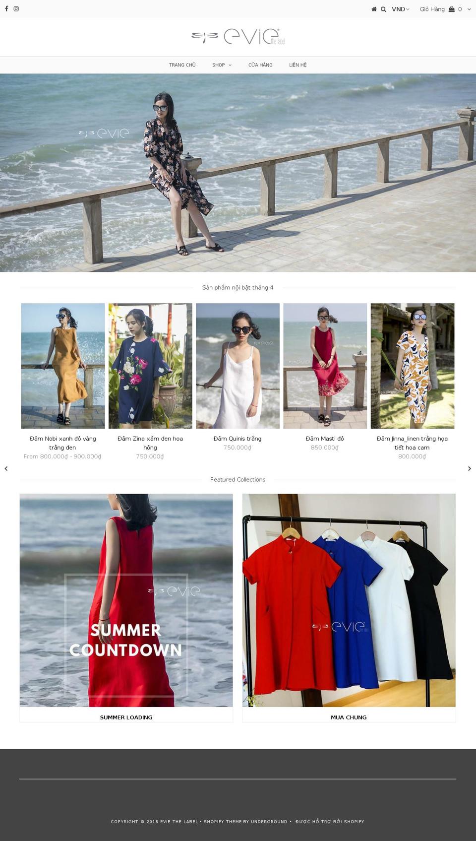 eviethelabel.com — Shopify storefront screenshot