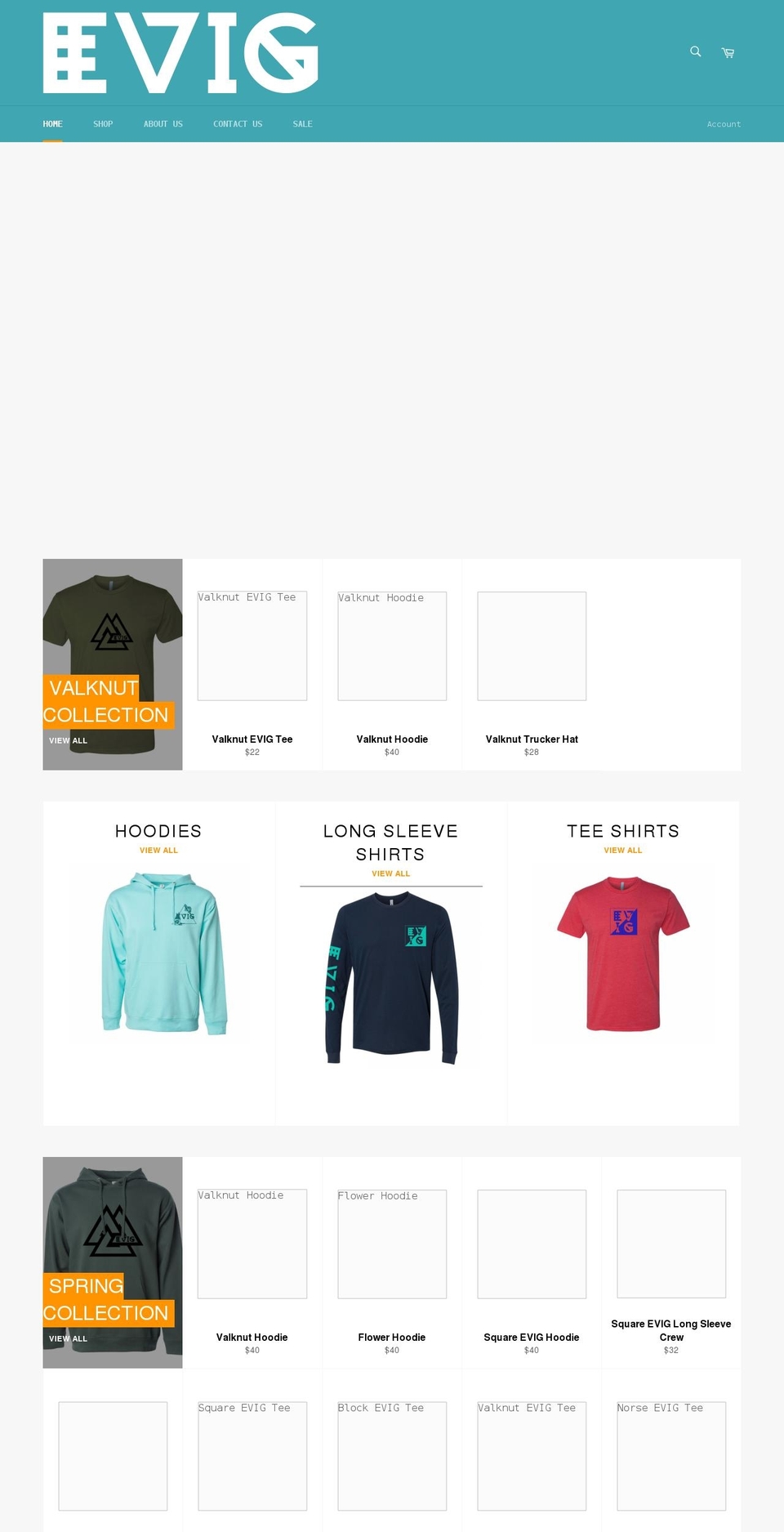 evig.xyz shopify website screenshot