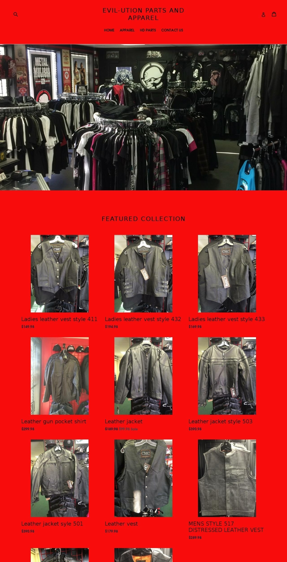 evil-ution.com — Shopify storefront screenshot