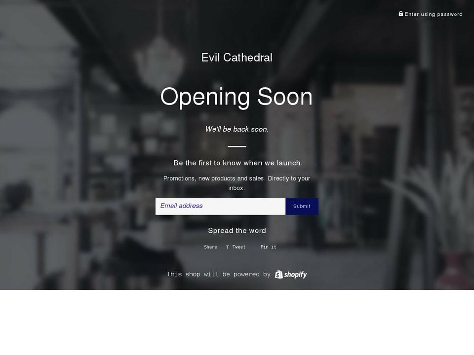 evilcathedral.com shopify website screenshot