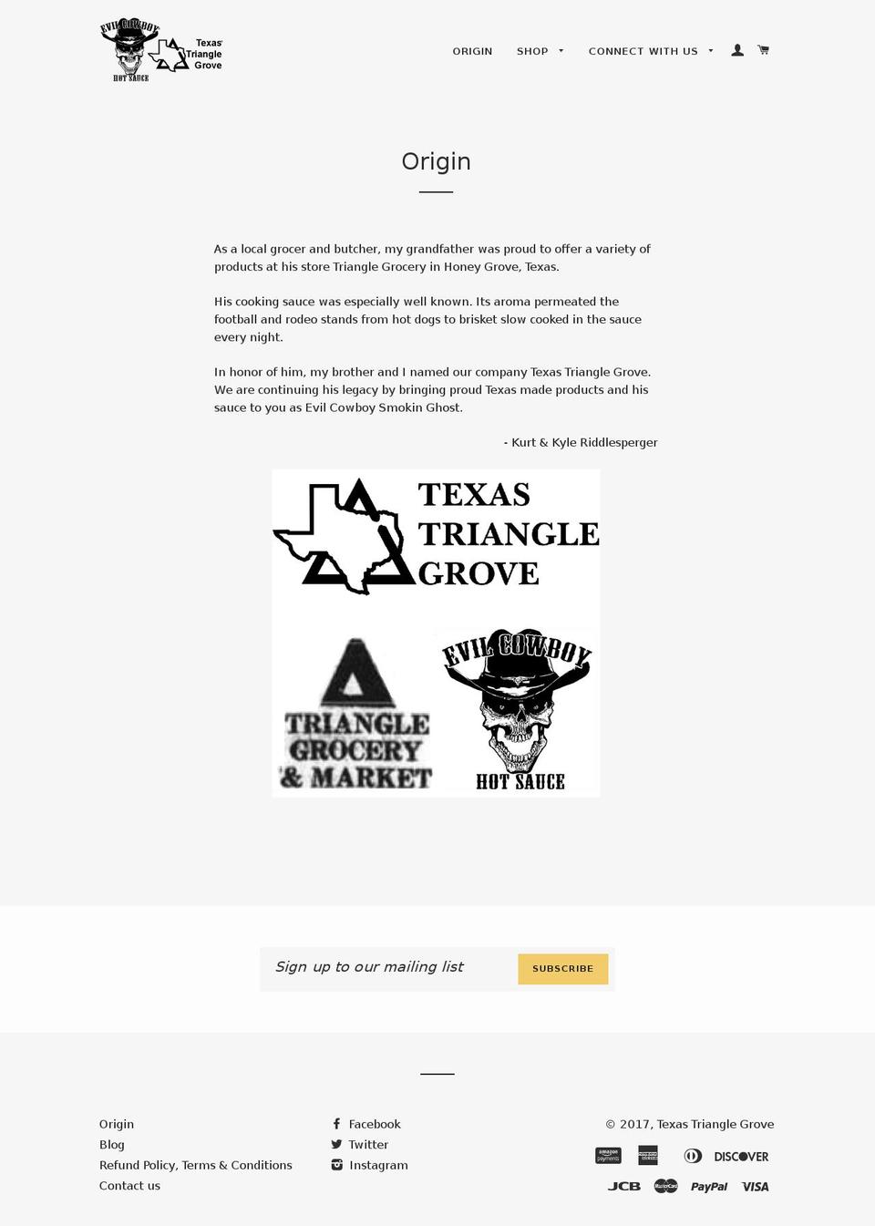 evilcowboysauces.com shopify website screenshot