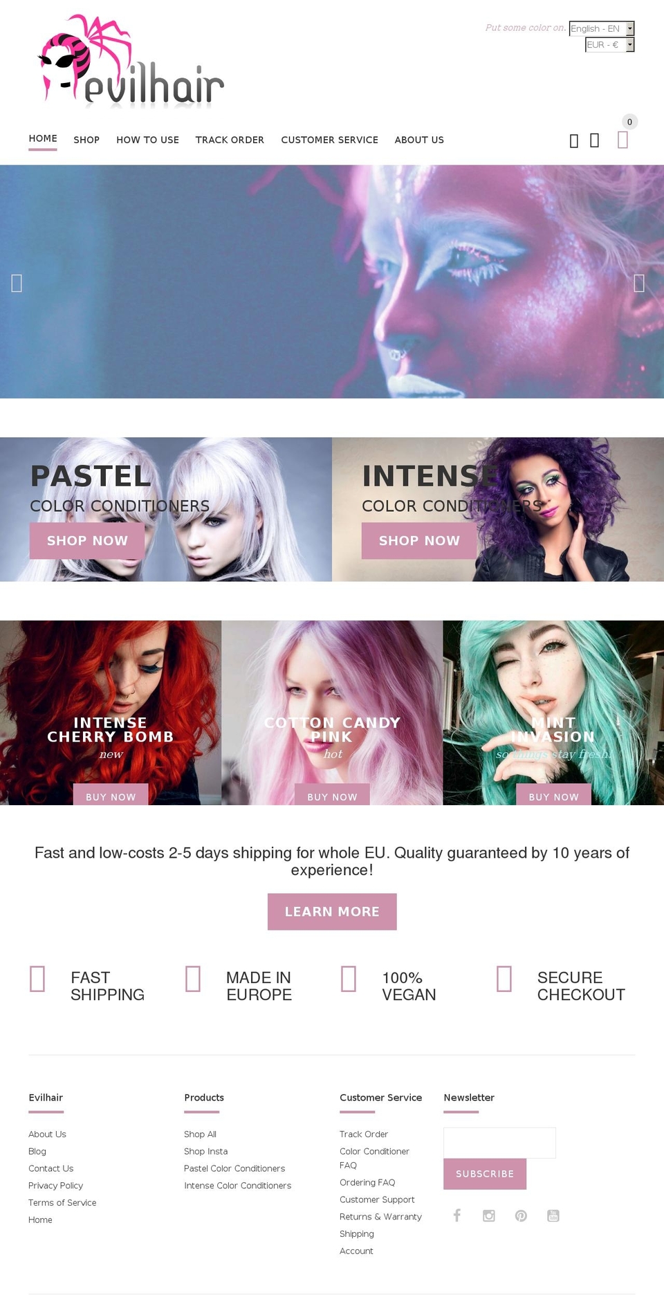 evilhair.biz shopify website screenshot