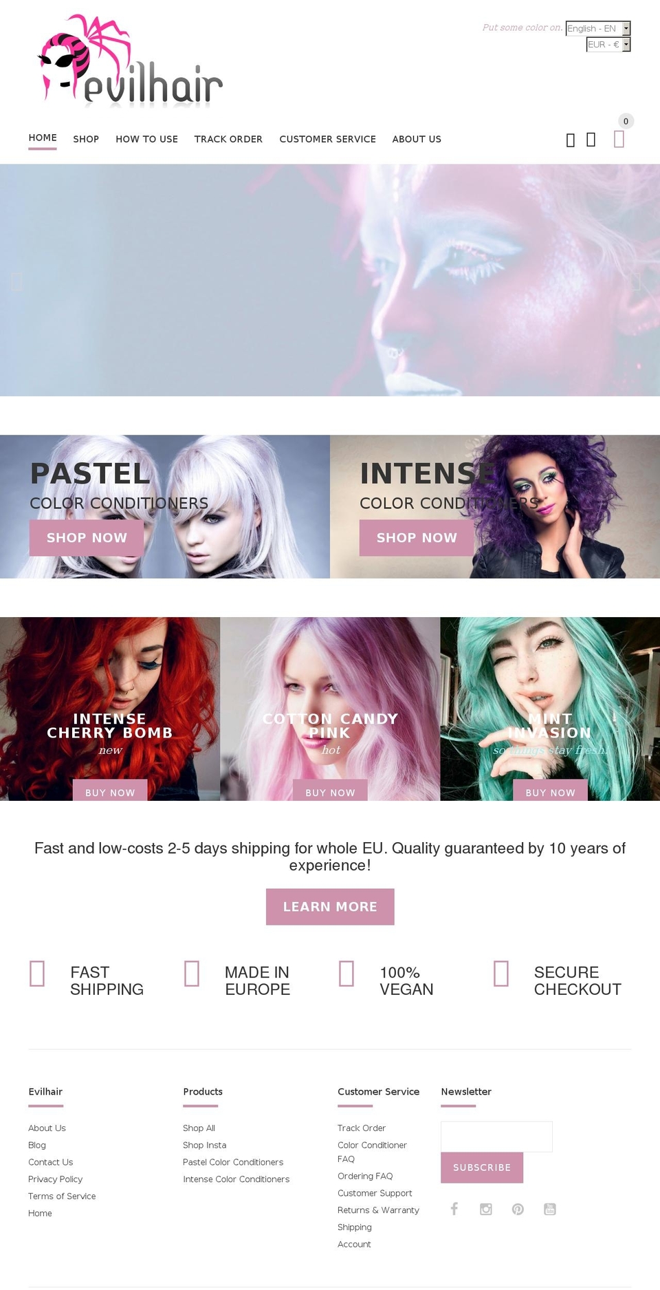 evilhair.com shopify website screenshot