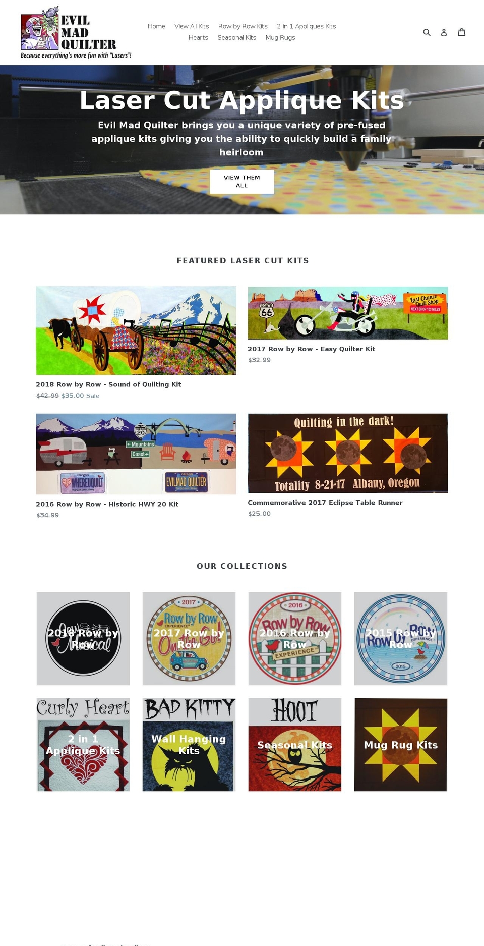 evilmadquilter.com — Shopify storefront screenshot