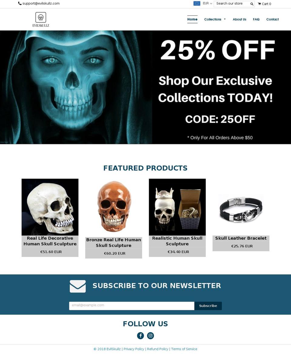 Charms Shopify theme site example evilskullz.com