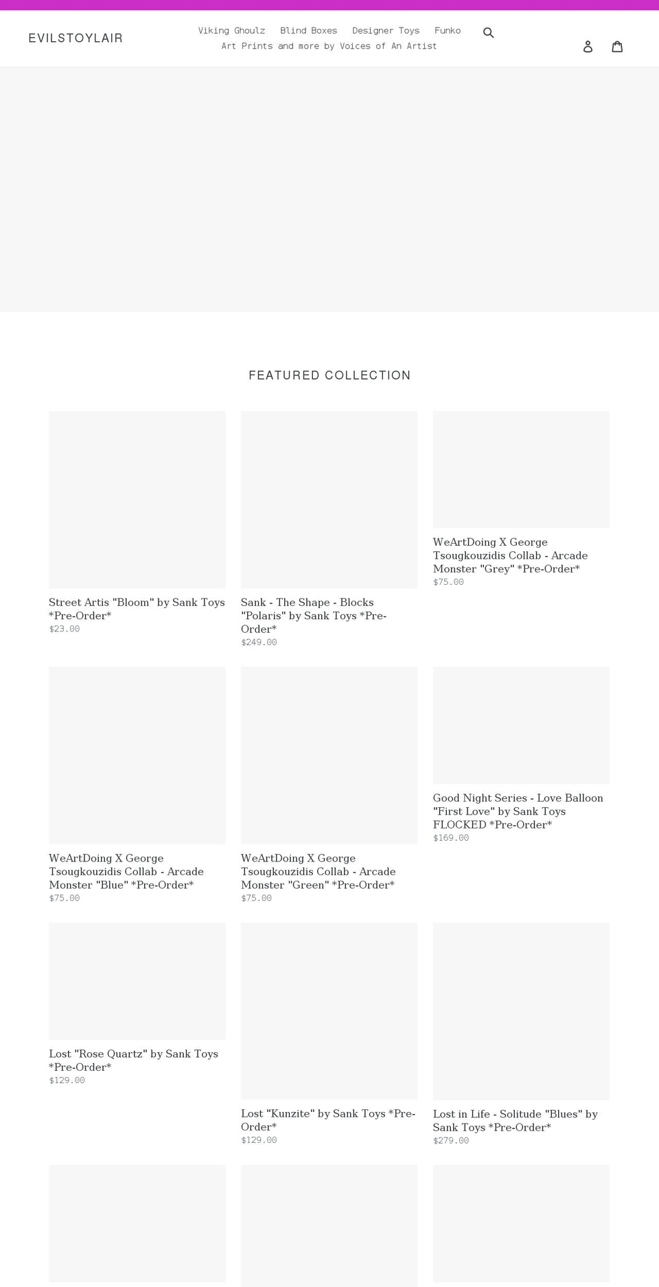 evilstoylair.com shopify website screenshot