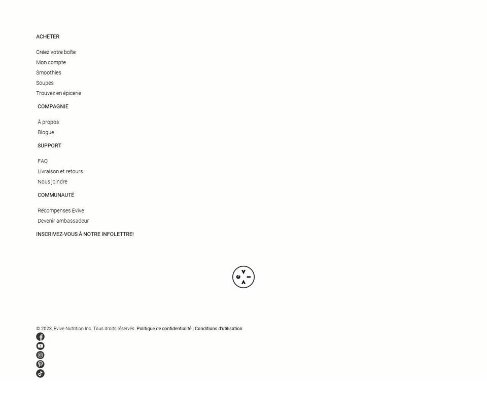 evivenutrition.ca shopify website screenshot