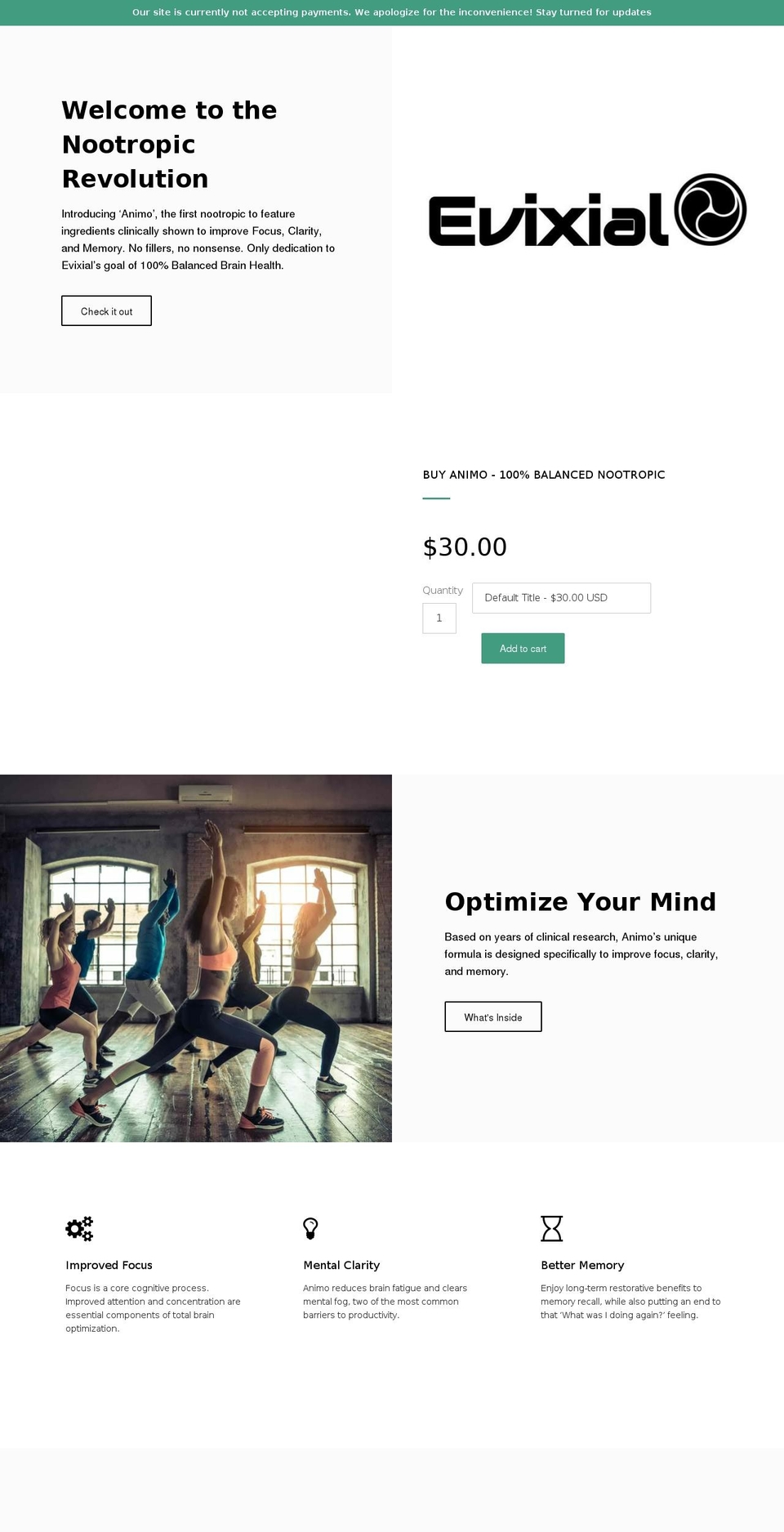 evixial.com — Shopify storefront screenshot