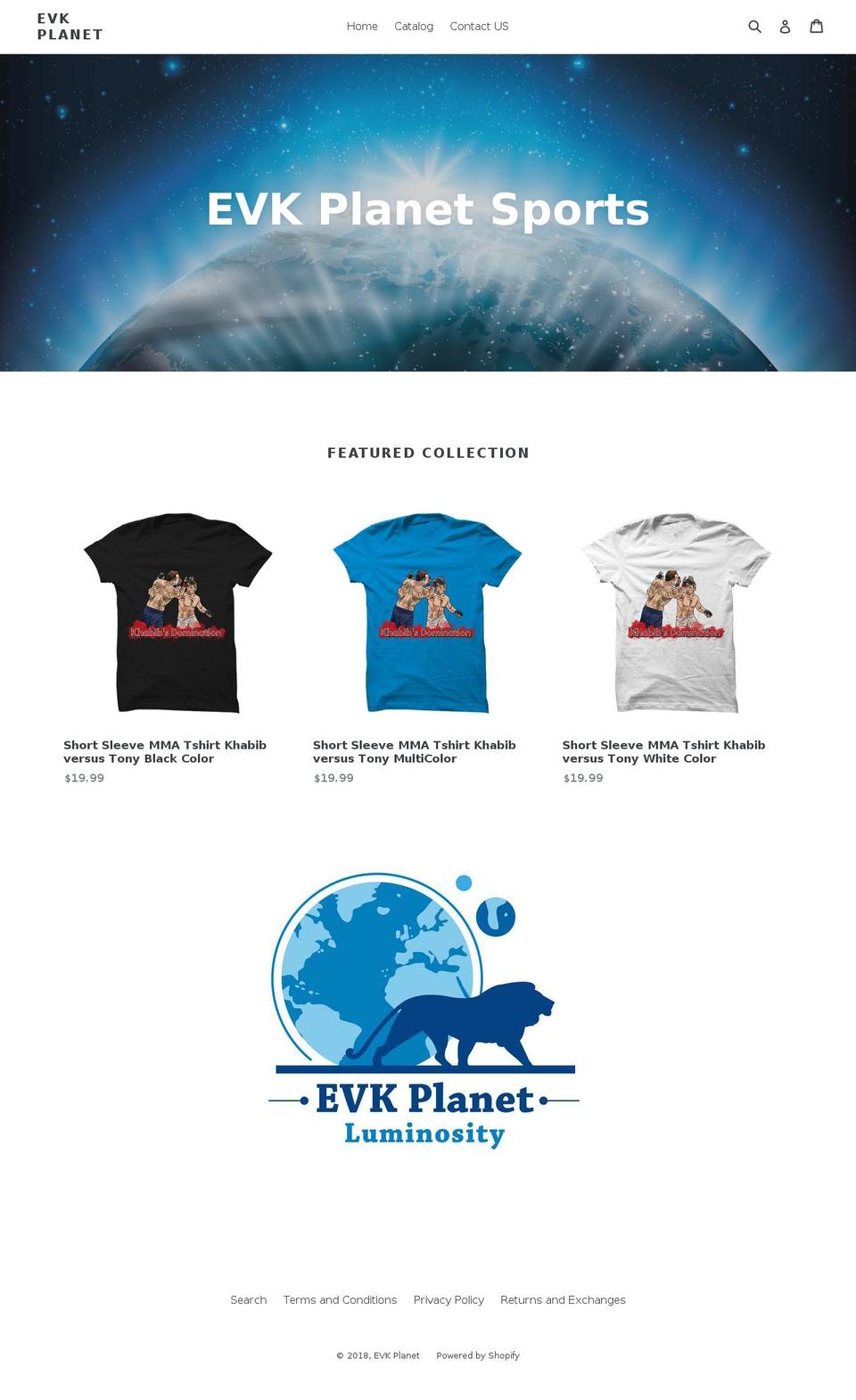 evkplanetsports.com — Shopify storefront screenshot