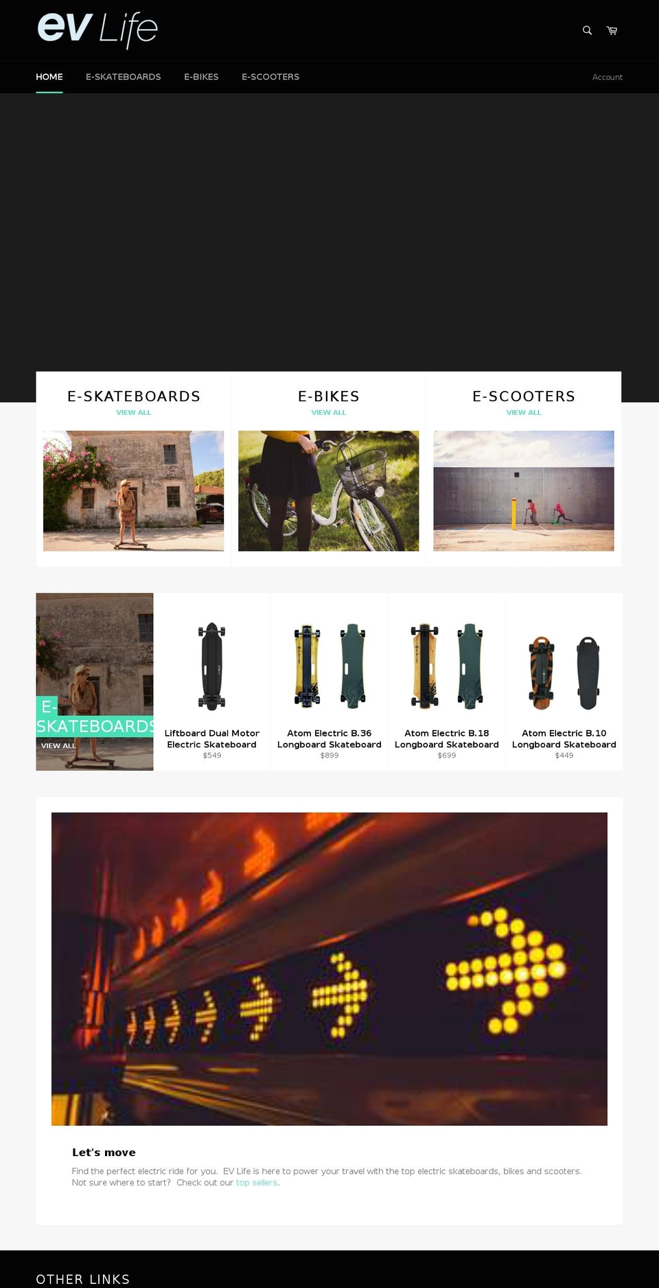 evlife.co shopify website screenshot