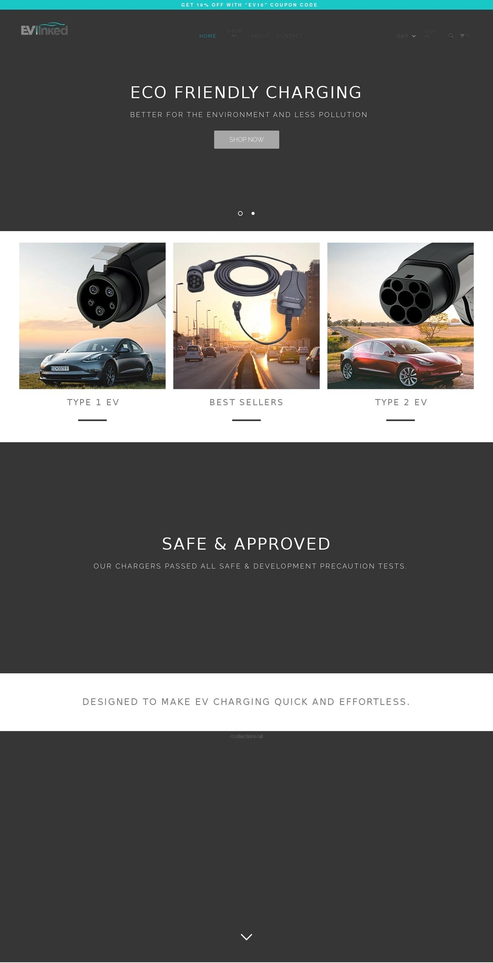 evlinked.com shopify website screenshot