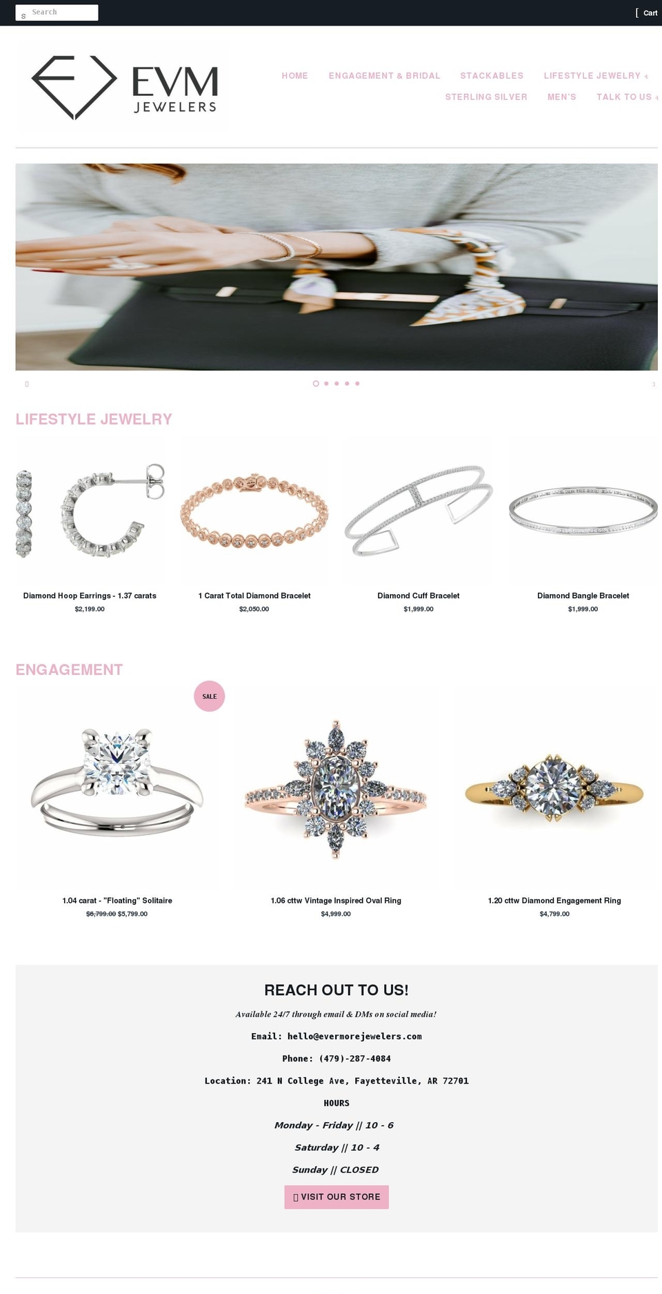 evmjewelers.com shopify website screenshot