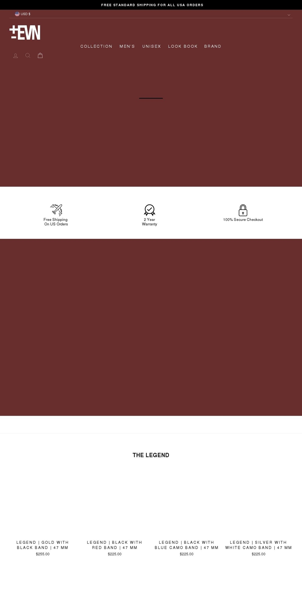 evnla.com — Shopify storefront screenshot