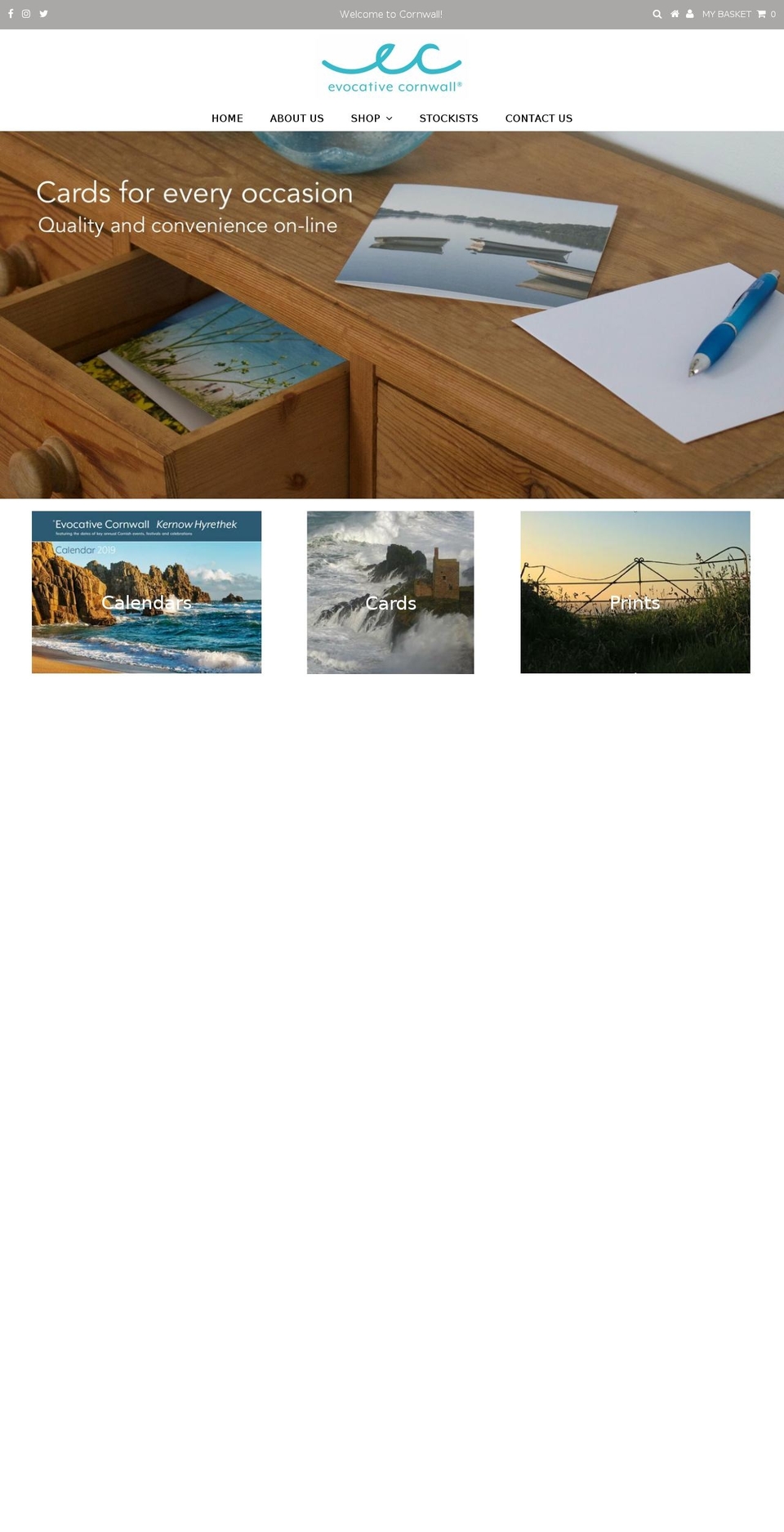 evocativecornwall.co.uk shopify website screenshot