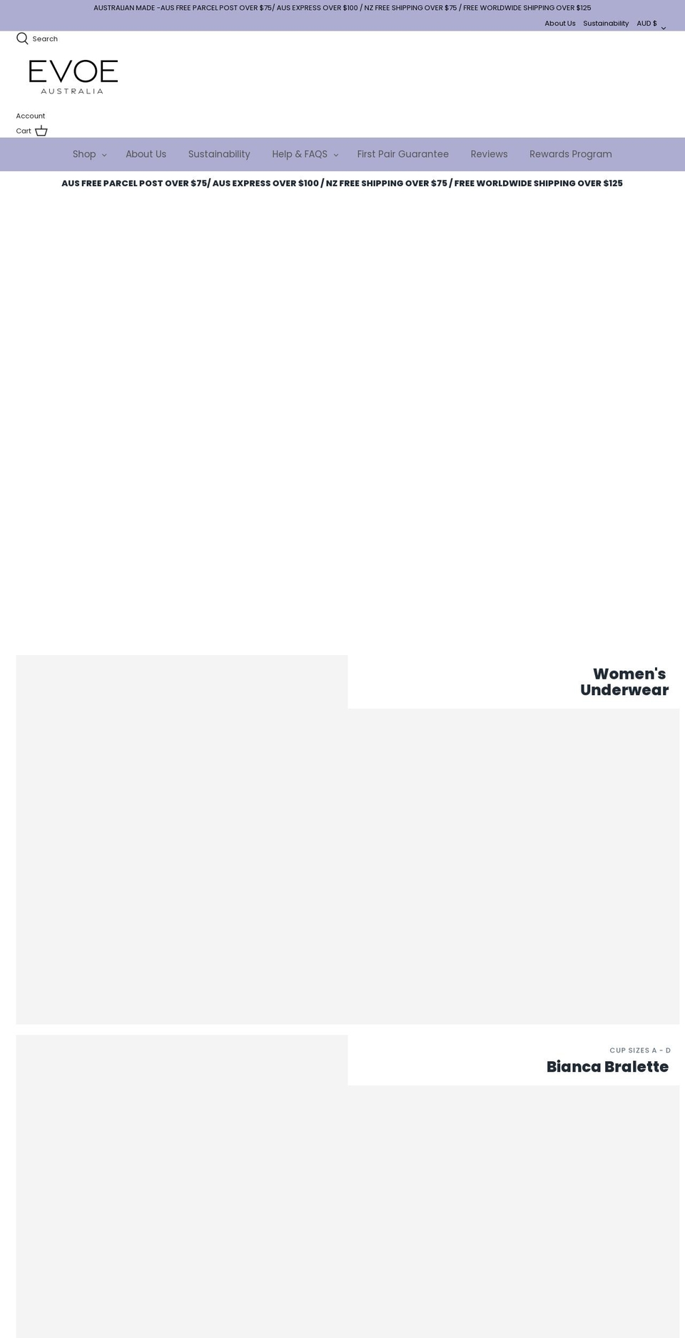 evoeaustralia.com shopify website screenshot