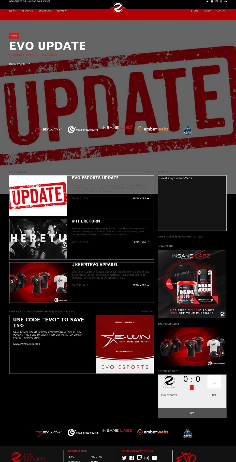 evoesports.com — Shopify storefront screenshot