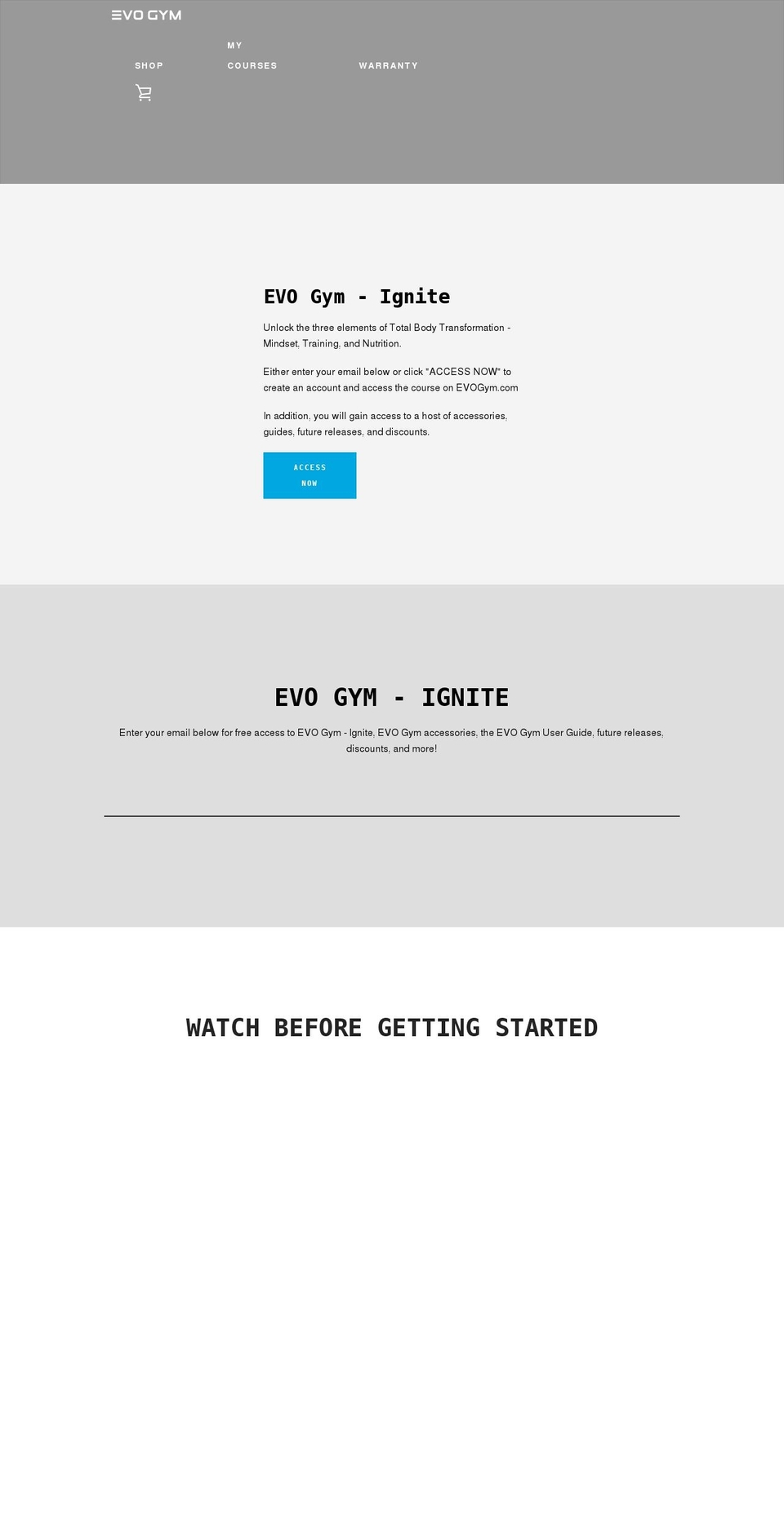 evogym.com shopify website screenshot
