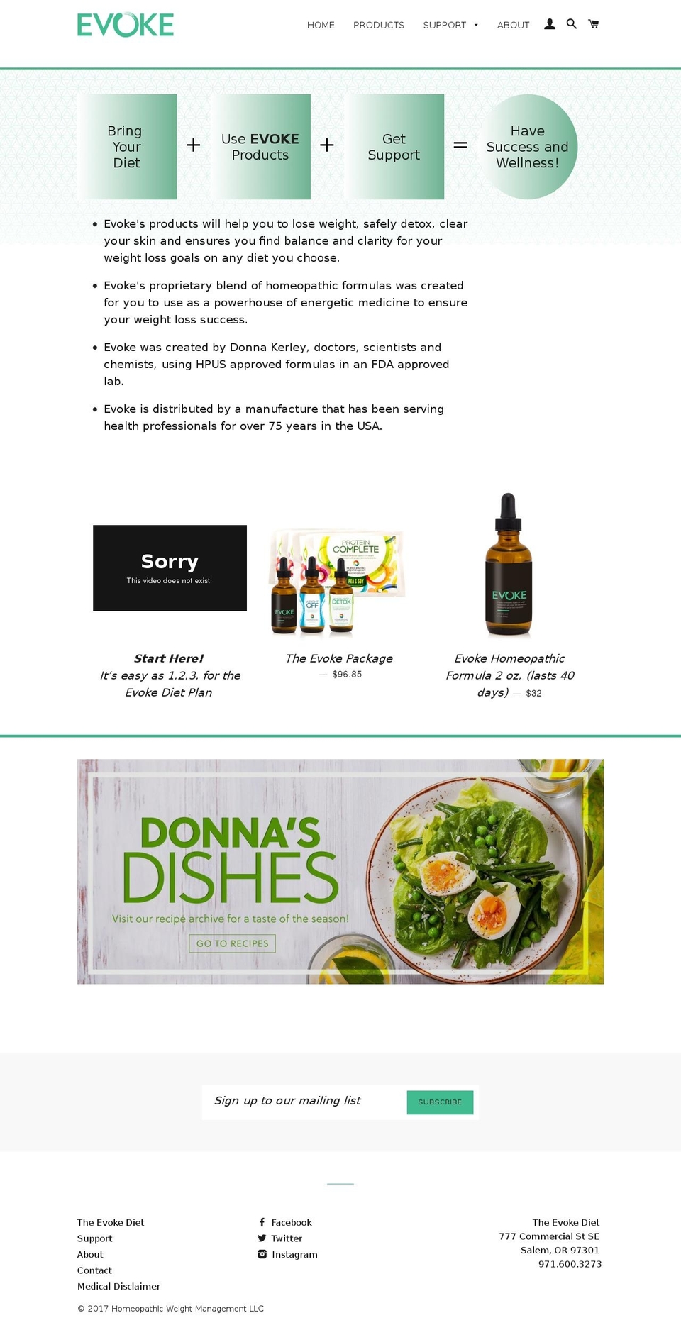 Copy of Evoke Diet Shopify theme site example evokediet.com