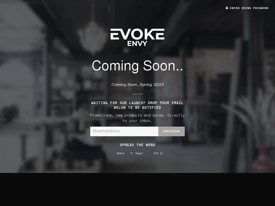 evokeenvy.com shopify website screenshot