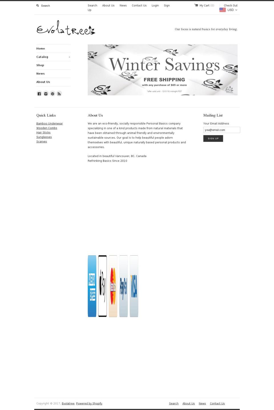 evolatree.com shopify website screenshot