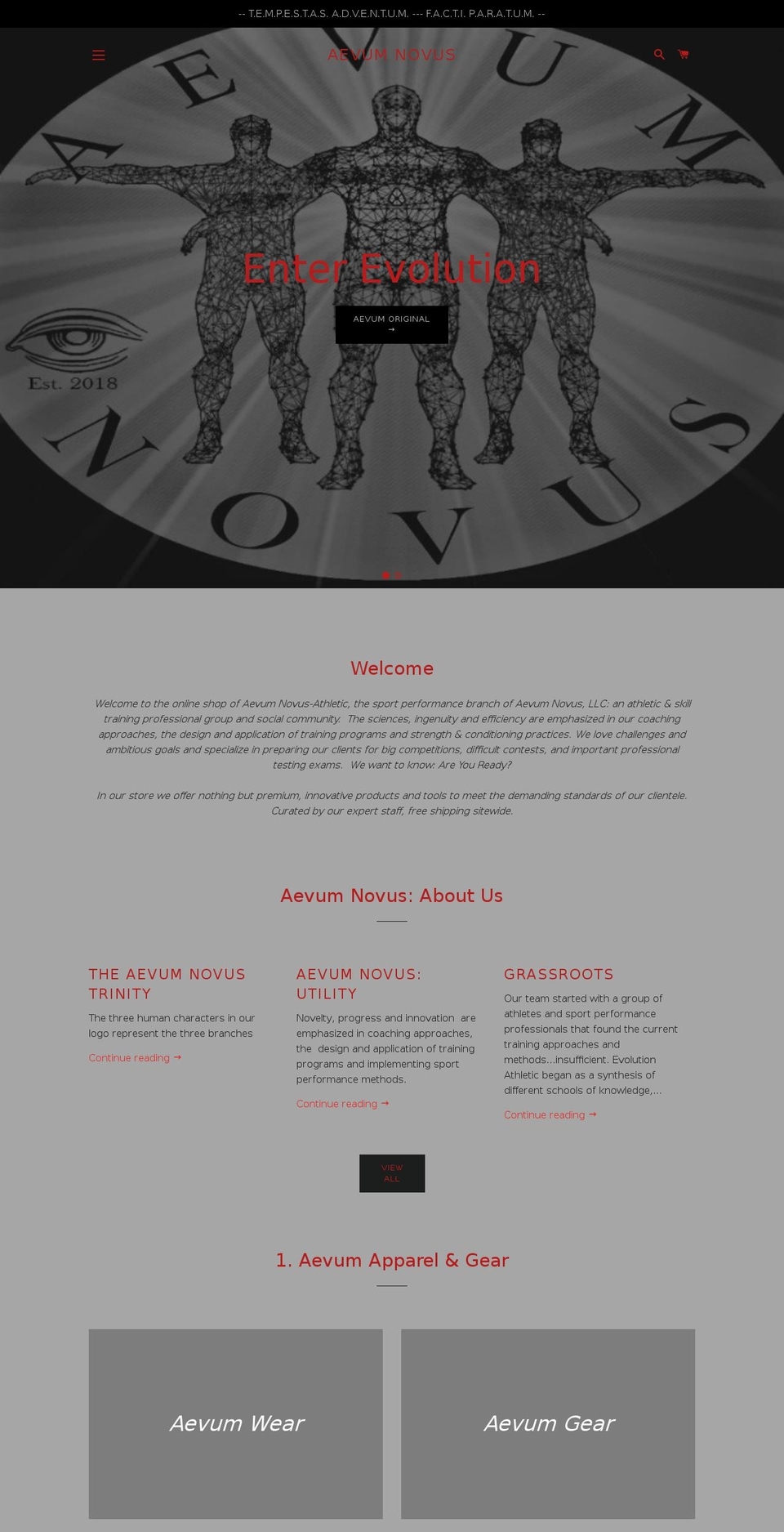 evolutionathletic.org shopify website screenshot