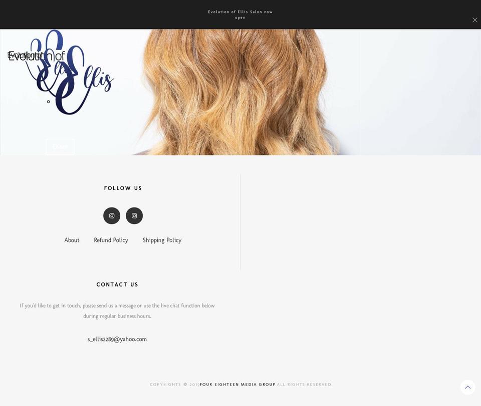 evolutionofellis.com shopify website screenshot