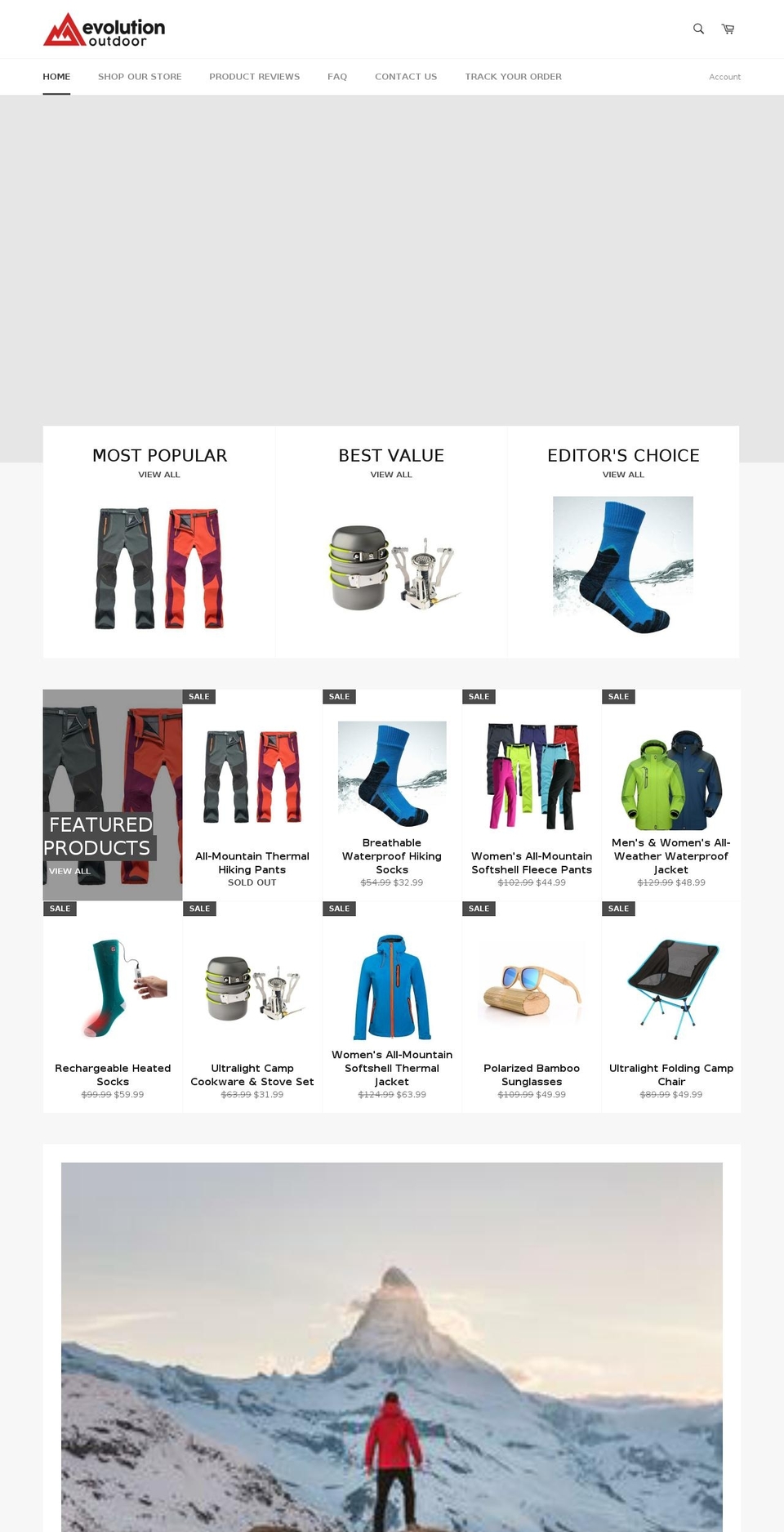evolutionoutdoor.com shopify website screenshot