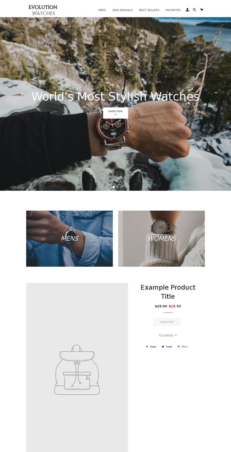 evolutionwatches.com — Shopify storefront screenshot