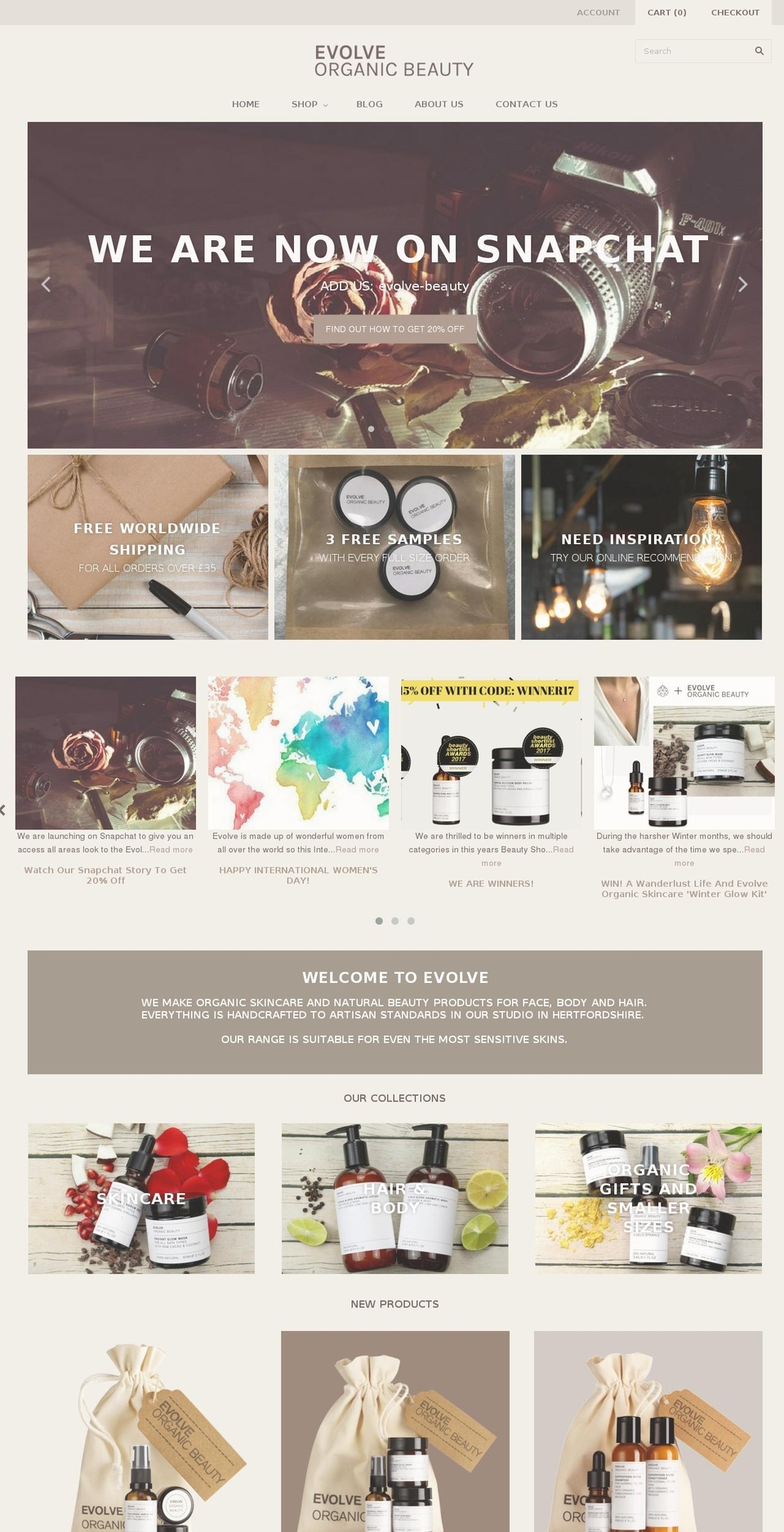 Be Yours Shopify theme site example evolvebeauty.co.uk
