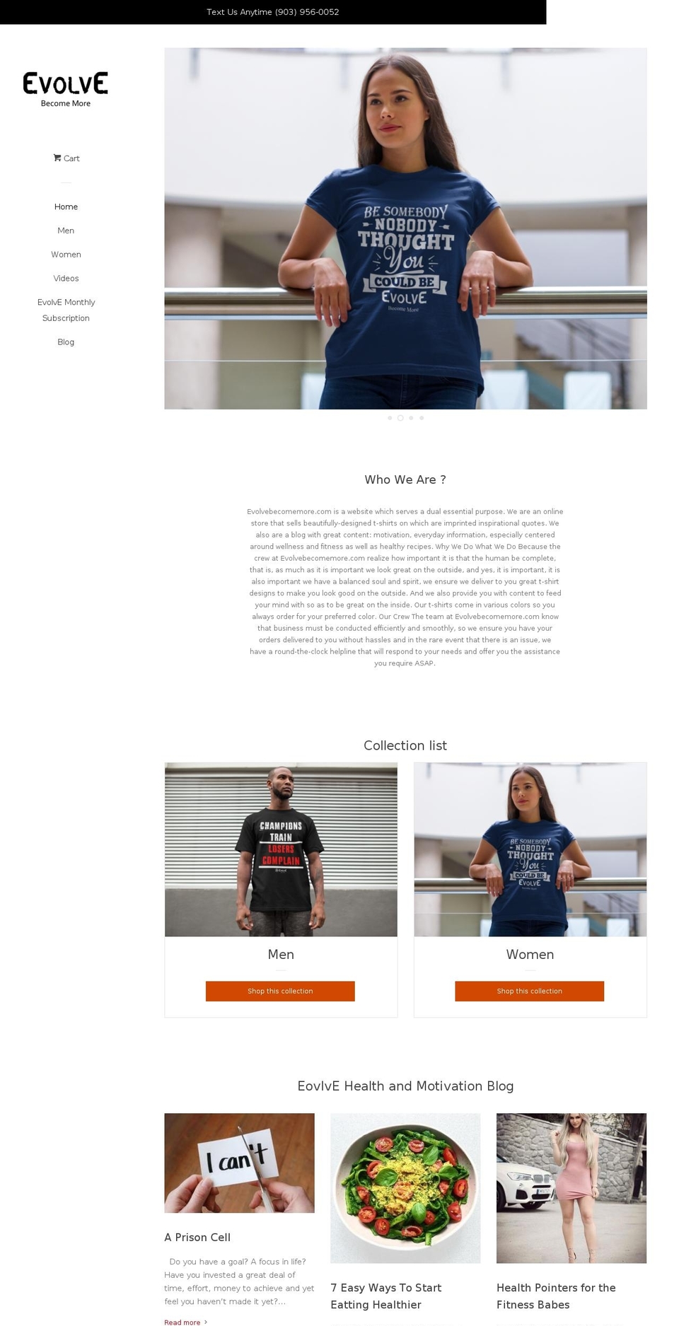 evolvebecomemore.com — Shopify storefront screenshot